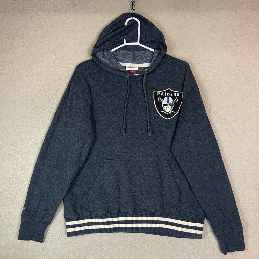 Mitchell Ness Raiders Hoodie L NFL Throwbacks Charcoal‎ Gray Pullover